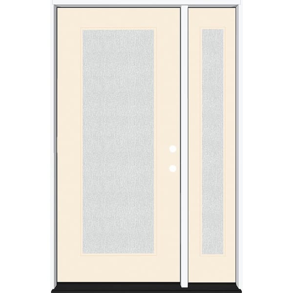 Steves & Sons Legacy 51 in. x 80 in. Full Lite Rain Glass LHIS Primed Linen Finish Fiberglass Prehung Front Door with 12 in. SL