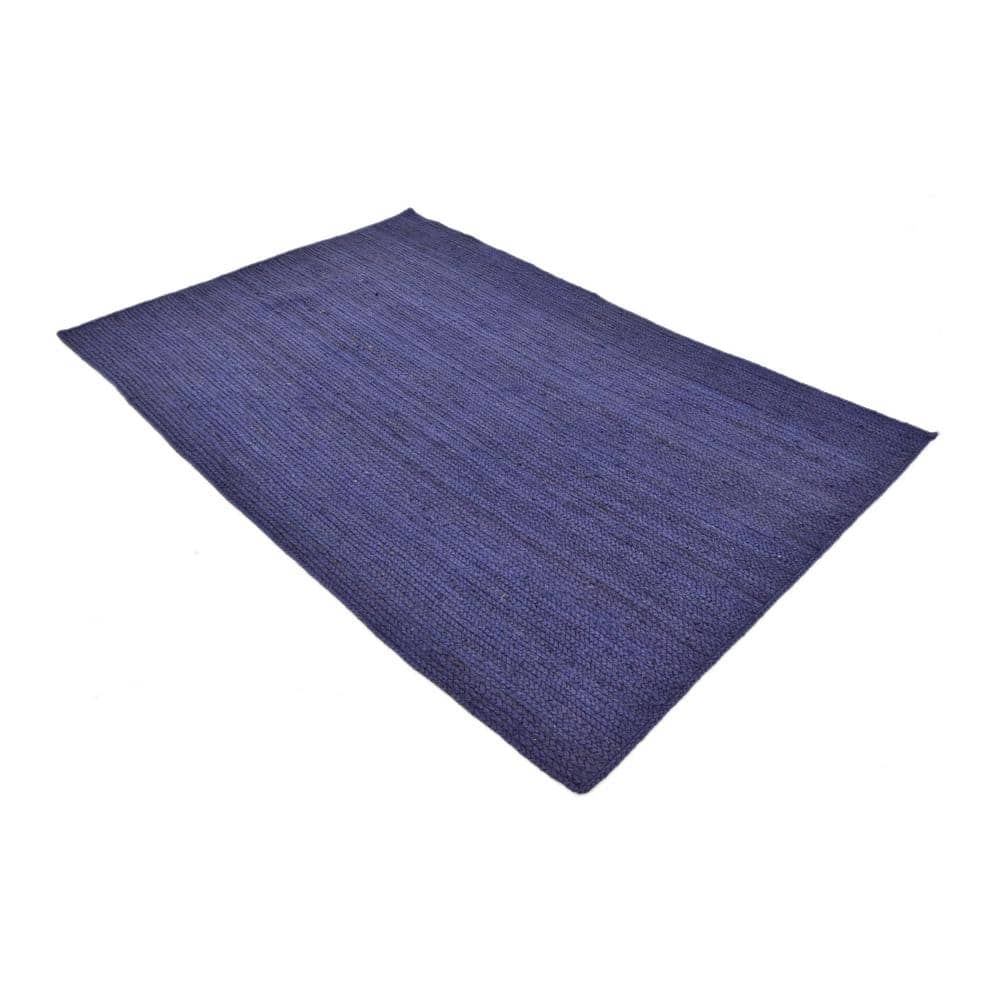 Handmade Navy Blue Braided Jute 5'x8' Indoor Rug