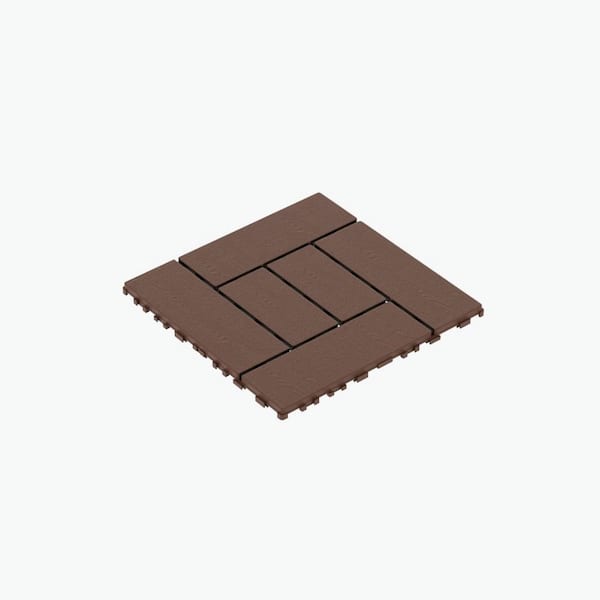 WRIGHTMASTER 1 ft. x 1 ft. Quick Deck PVC Plastic Interlocking Deck Tile in Red Brown (44 sq. ft. per Box)