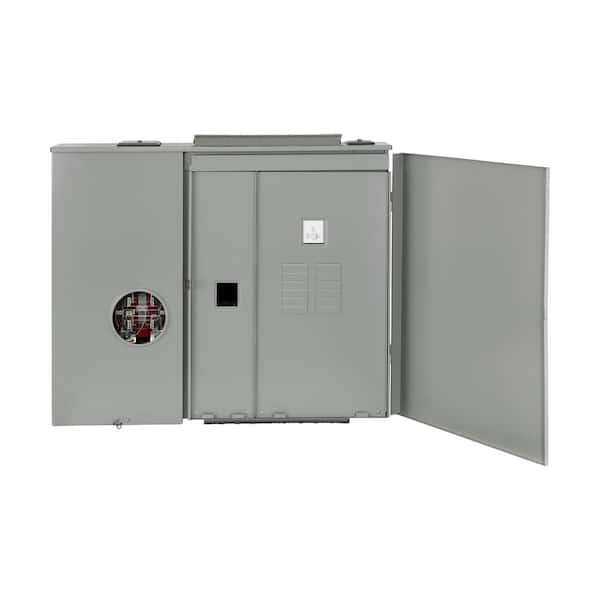 Leviton 400 Amp Outdoor Meter Main Combo, 12-Spaces, Ringless with Lever Bypass, Removable 5th Jaw Installed