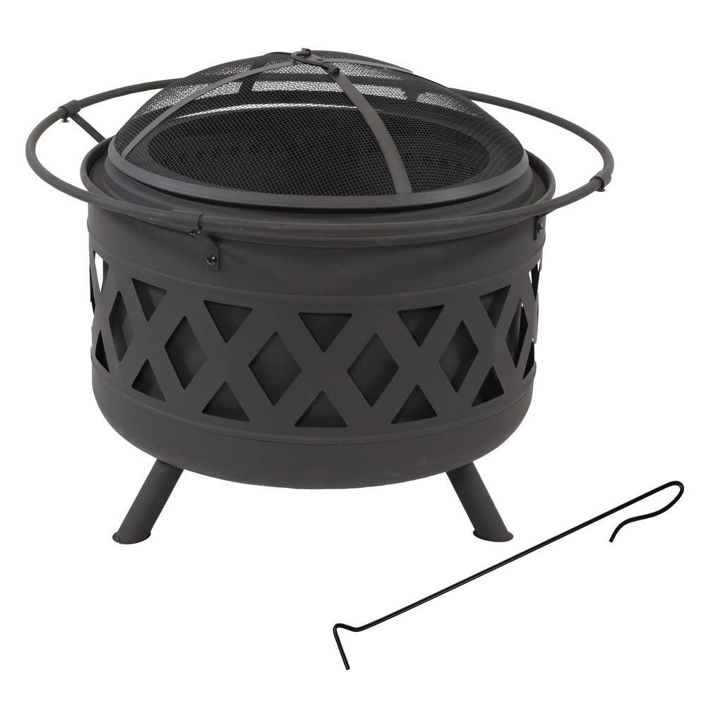 Sunnydaze Decor 24 in. Black Crossweave Smokeless Fire Pit with Spark Screen NB977991 The