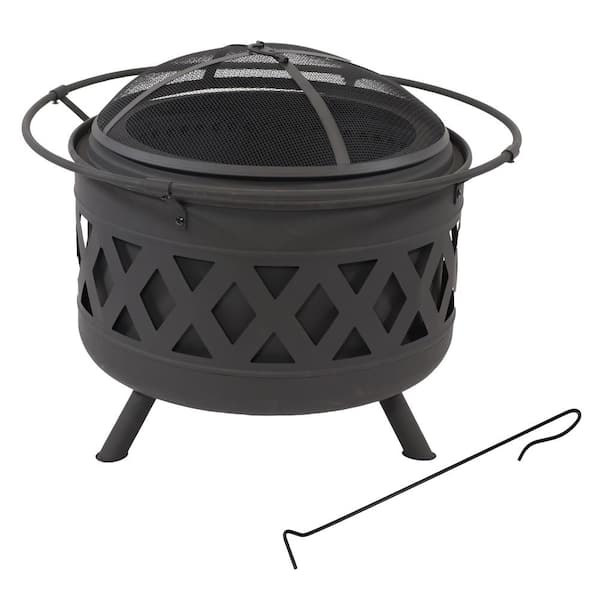Sunnydaze 24 in. Black Crossweave Smokeless Fire Pit with Spark Screen