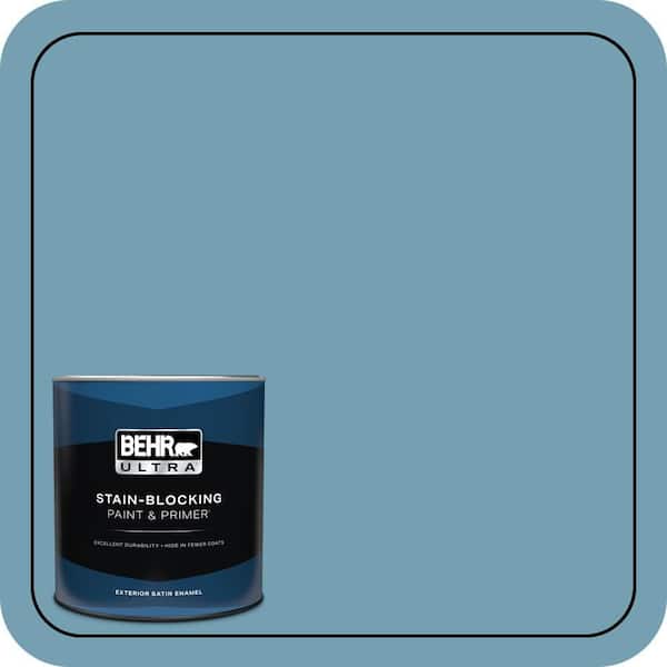 BEHR ULTRA 1 qt. #S480-4 Saga Blue Satin Enamel Exterior Paint & Primer