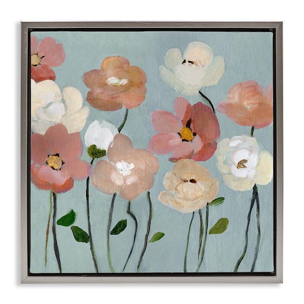 Stupell Industries Soft Mixed Blossoms by Charity Henderson Gray Floater Frame Nature Graphic Art Print 25 in. x 25 in.