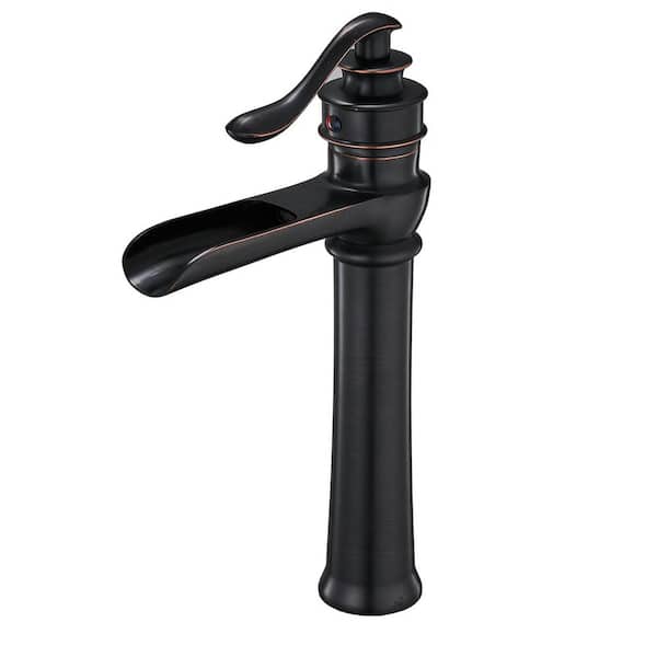 FORCLOVER Single Hole Single Handle Waterfall Bathroom Vessel Sink Faucet in Oil Rubbed Bronze