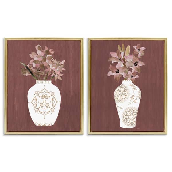 Stupell Industries Rustic Boho Bouquets by Janet Tava 2-Pieces Gold Floater Frame Nature Graphic Art Print 31 in. x 25 in.