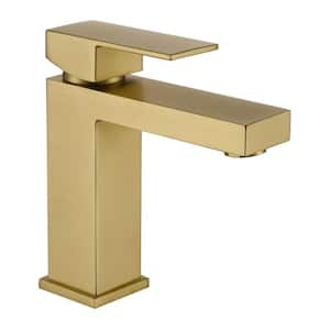 Single Hole Single-Handle Low-Arc Bathroom Faucet in Brusehd Gold