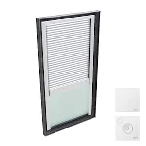 22-1/2 in. x 34-1/2 in. Fixed Curb Mount Skylight with Tempered Low-E3 Glass, White Solar Powered Room Darkening Shade