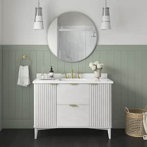 Gabi 48 in. W x 22 in. D x 34.5 in. H Single Sink Bath Vanity in Nordic Wood with White Engineered Marble Top