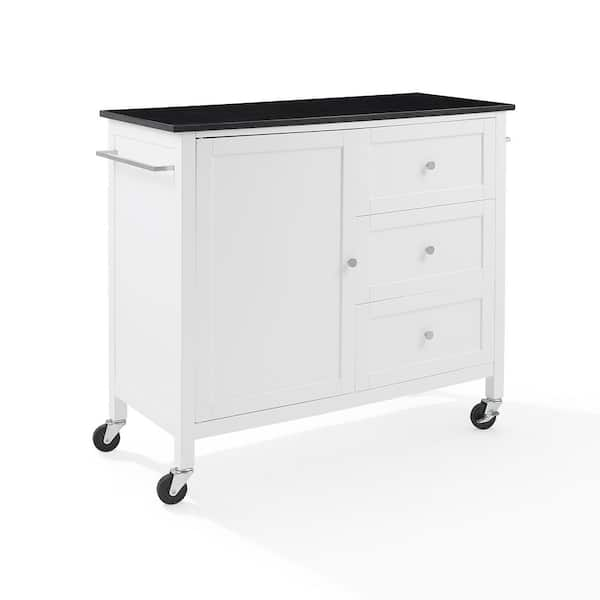 CROSLEY FURNITURE Soren White Kitchen Island with Black Granite