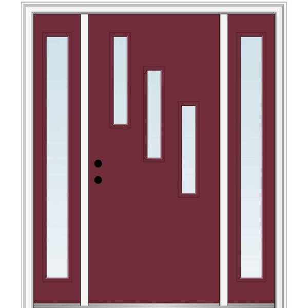 MMI Door 64.5 in. x 81.75 in. Davina Right-Hand Inswing 3-Lite Clear Low-E Painted Fiberglass Prehung Front Door with Sidelites