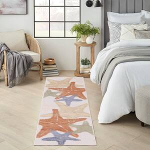 Aloha Ivory Multicolor doormat 2 ft. x 8 ft. Nature-inspired Contemporary Indoor/Outdoor Area Rug
