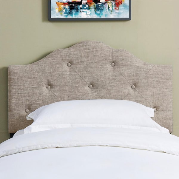 Dwell Home Inc Charlie 40.15 in. W Camel Twin Upholstered Headboard with Rounded Corners and Button Tufts Adjustable Height