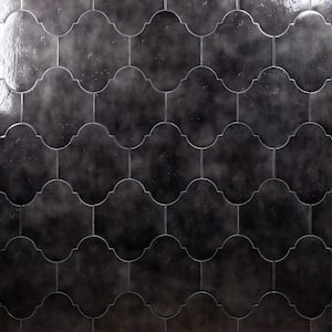 Appaloosa Arabesque Black 8 in. x 10 in. 10mm Polished Porcelain Floor and Wall Tile (18-piece 10.54 sq. ft. / box)