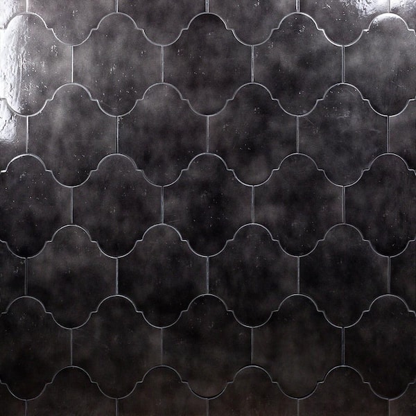 Ivy Hill Tile Appaloosa Arabesque Black 8 in. x 10 in. 10mm Polished Porcelain Floor and Wall Tile (18-piece 10.54 sq. ft. / box)