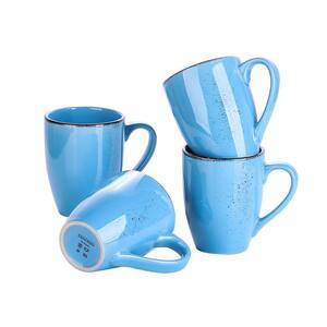 Series Navia Oceano Set of 4 Mugs Porcelain Aqua Blue Extra Large Coffee Hot Cocoa Cup Mugs 12oz.