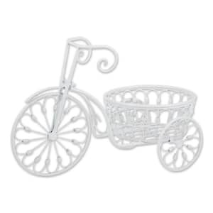 20.75 in. x 10 in. x 14.12 in. White Iron Bicycle Planter