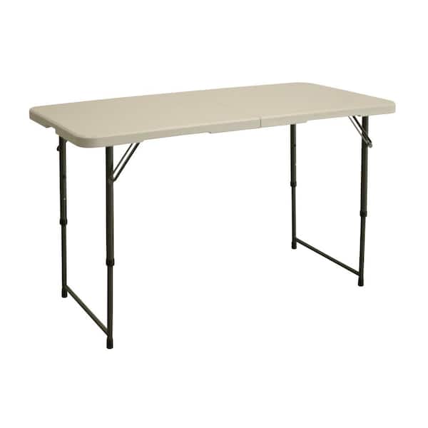 Height Adjustable Craft Camping and Utility Folding Table, 4 Foot, 4'/4