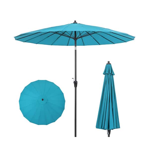 ANGELES HOME 9 ft. Aluminum Market Tilt Round Patio Umbrella with 18 Fiberglass Ribs,Tilt Adjustment,Easy Setup,Turquoise