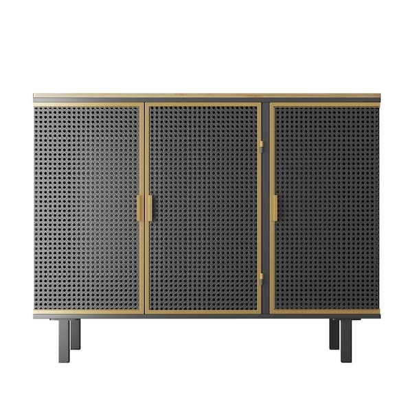 wetiny 3 Door Dark Gray Charcoal Storage Console