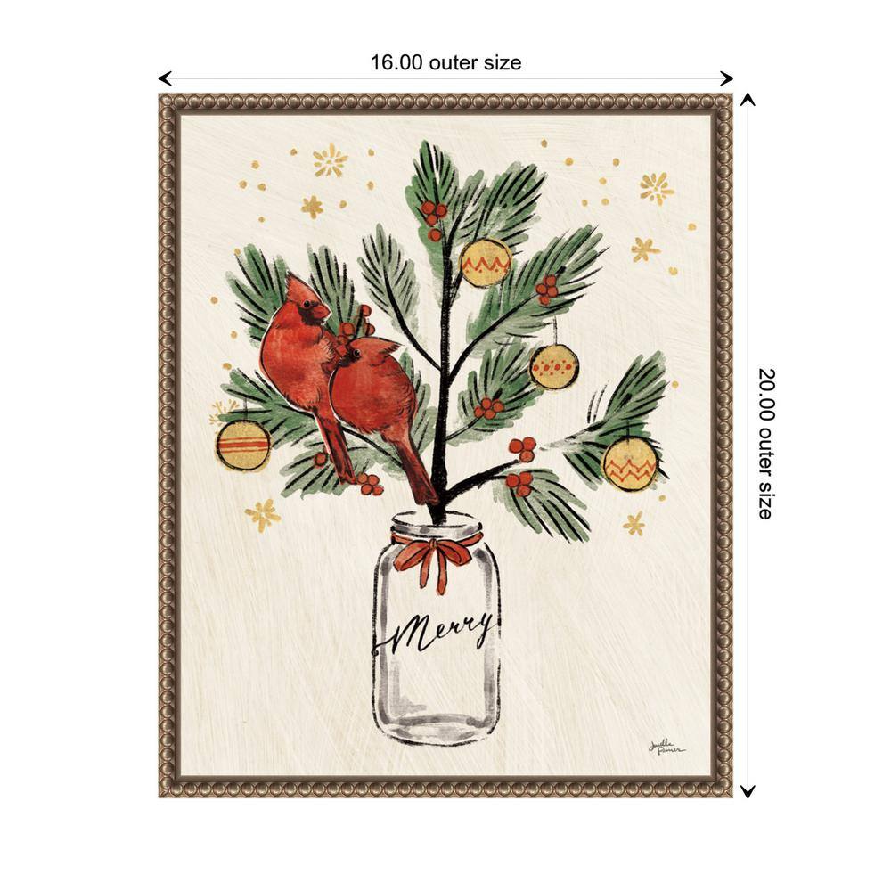 Festive Christmas Lovebirds Framed Canvas Wall Art, 16 x 20