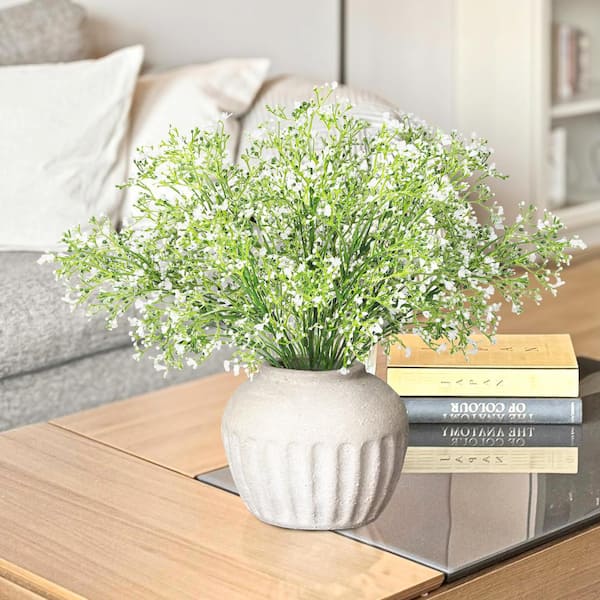 16 in. White Artificial Baby's Breath Gypsophila Flower Stem Bush Bouquet (Set of 4)