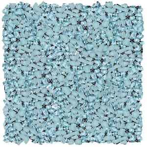 Blue 11.8 in. x 11.8 in. Pebble Polished and Honed Glass Mosaic Tile (4.83 sq. ft./Case)