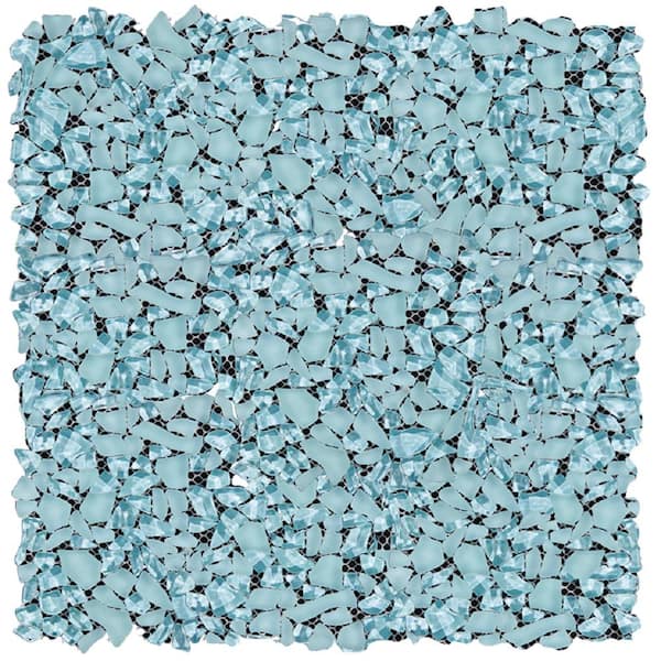 Apollo Tile Blue 11.8 in. x 11.8 in. Pebble Polished and Honed Glass Mosaic Tile (4.83 sq. ft./Case)