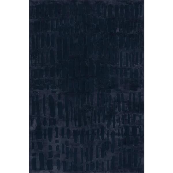 Summit Plush Textured Washable Blue 3 ft. x 5 ft. Indoor Area Rug