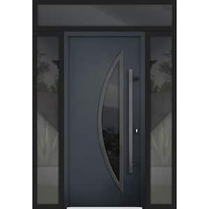 60 in. x 96 in. Left-hand/Inswing Tinted Glass Black Enamel Steel Prehung Front Door with Hardware