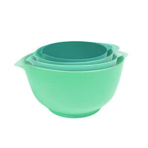 Nested 4-Piece Plastic Mint Mixing Bowl Set with Non-Slip Base