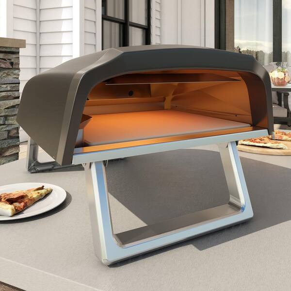 Gas Pizza Oven Outdoor 12" Pizza Oven With Built-In Thermometer, Portable Propane Pizza Oven For Outdoor Kitchen Stainless Steel Pizza Maker