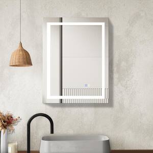 28 in. W x 36 in. H Large Rectangular Framed Dimmable LED Wall Bathroom Vanity Mirror Super Light in White