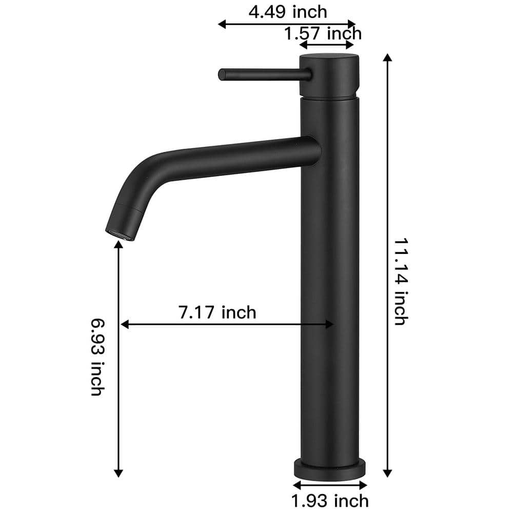 Matte Black Single Handle Vessel Sink Faucet with Drain Assembly