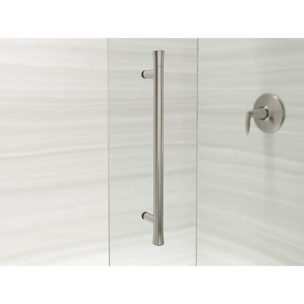 Elmbrook 55-60 in. W x 74 in. H Sliding Frameless Shower Door in Anodized Brushed Nickel with Crystal-Clear Glass