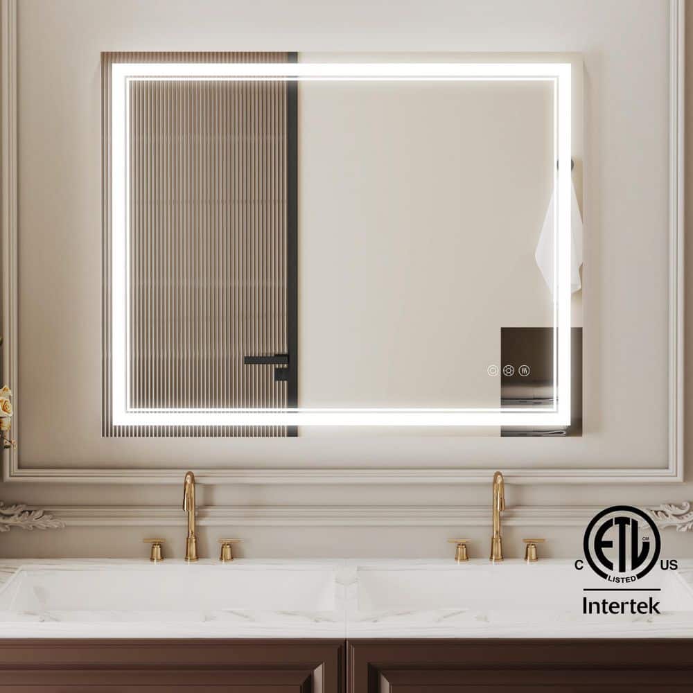 40 in. W x 32 in. H Modern Rectangular Frameless LED Lighted Anti-Fog Wall Bathroom Vanity Mirror in Tempered Glass price history on PriceWatchPro