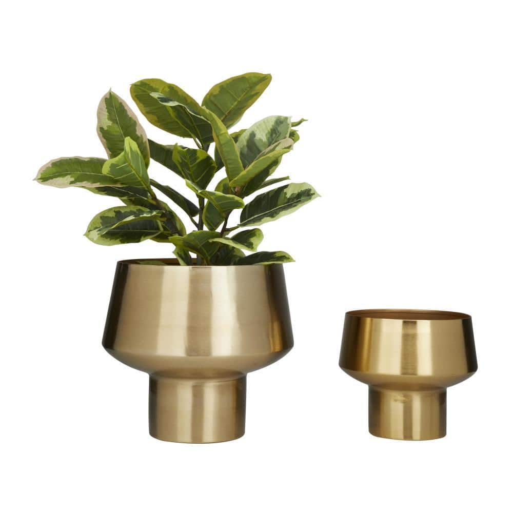 Gold Iron Indoor Outdoor Planter Set of 2