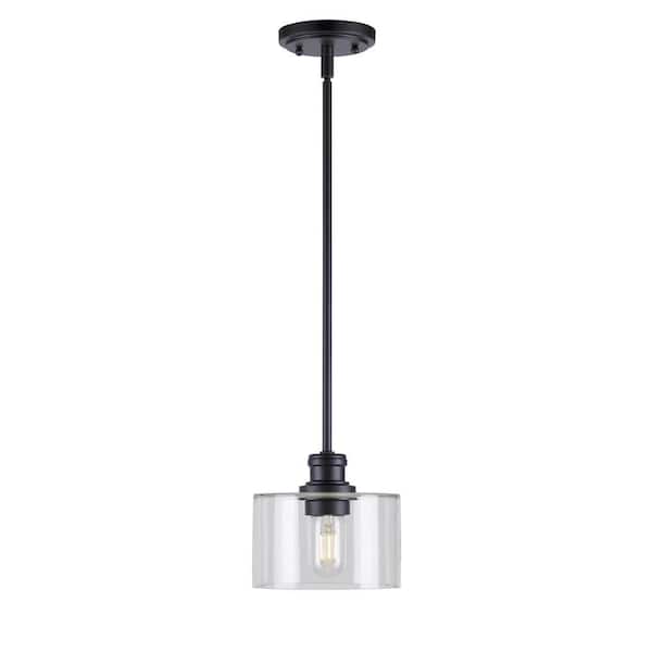Zane 1-Light Black Pendant with Clear Glass