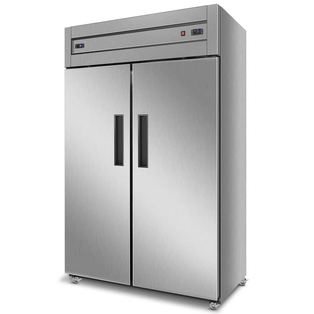 Dual Zones Commercial Refrigerator and Freezer Combo 48 in. 38 cu. ft with Adjustable Shelves in Stainless Steel