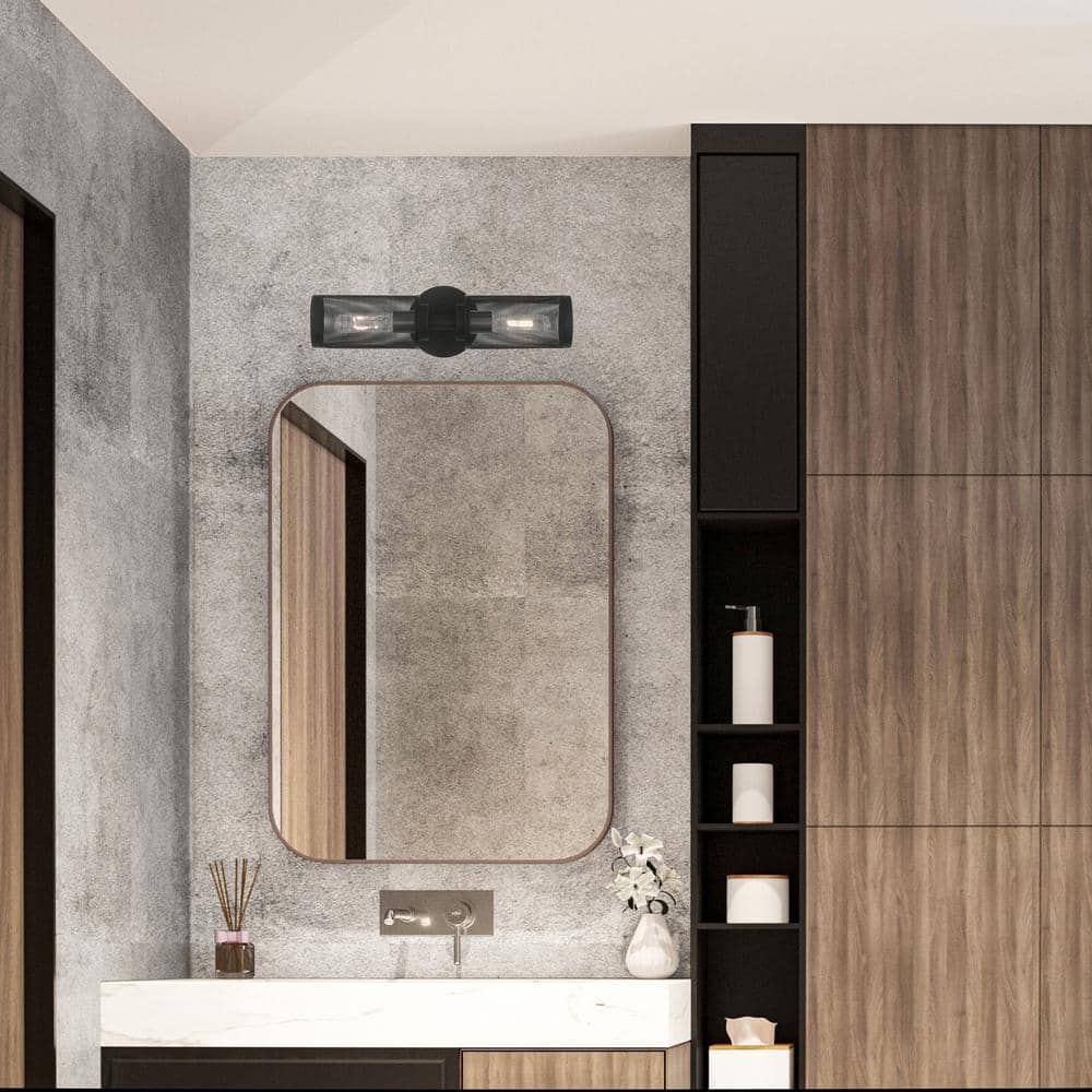Industro Dual-Light Dimmable Sconce in Black & Brushed Nickel