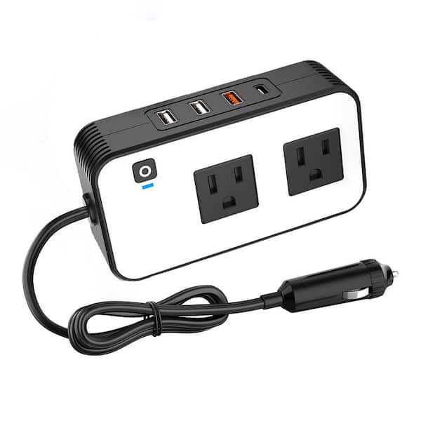 200W Car Power Inverter, DC 12V to 110V AC Outlet with 20W USB-C, 18W USB Fast Charger, 4.8A Dual USB Ports for Laptop
