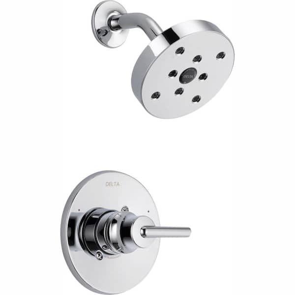 Delta Trinsic 1-Handle Wall Mount Shower Faucet Trim Kit in Chrome with H2Okinetic (Valve Not Included)