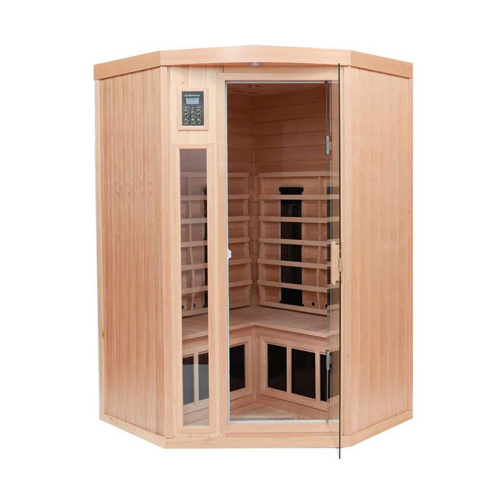 1-Person Far Infrared Indoor Dry Sauna with Low-EMF Heaters, Digital Control Panel, Energy Efficient Design and Easy