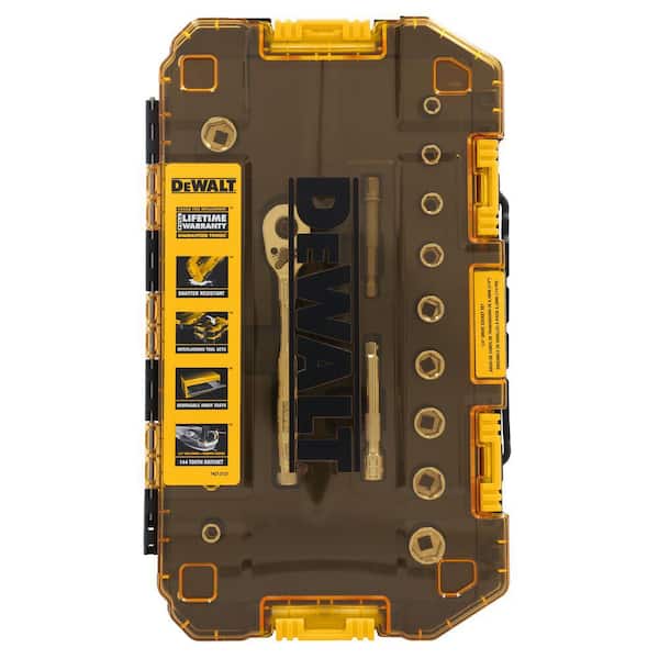 DEWALT TOUGHSERIES 1/4 in. Drive SAE/Metric Ratchet and Socket Set