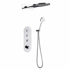 3-Spray 10 in. Dual Shower Head Wall Mount Fixed and Handheld Shower Head 2.5 GPM in Polished Chrome