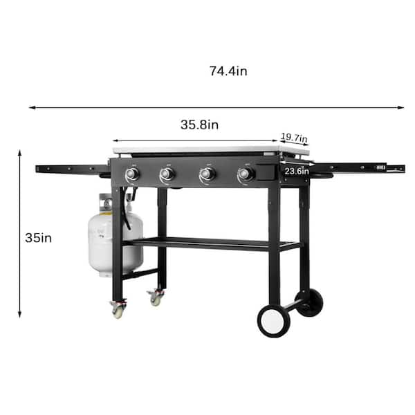 Alpulon Black 4-Burner Outdoor Foldable Propane GAS Grill with Wheels