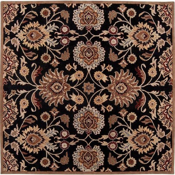Livabliss Artes Maroon Doormat 4 ft. x 4 ft. Square Area Rug