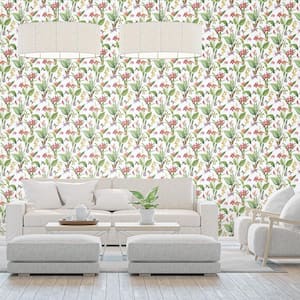Secret Garden White and Bright Beautiful Botantical Non-Woven Paper Non-Pasted Wallpaper Roll (Covers 57.75 sq.ft.)