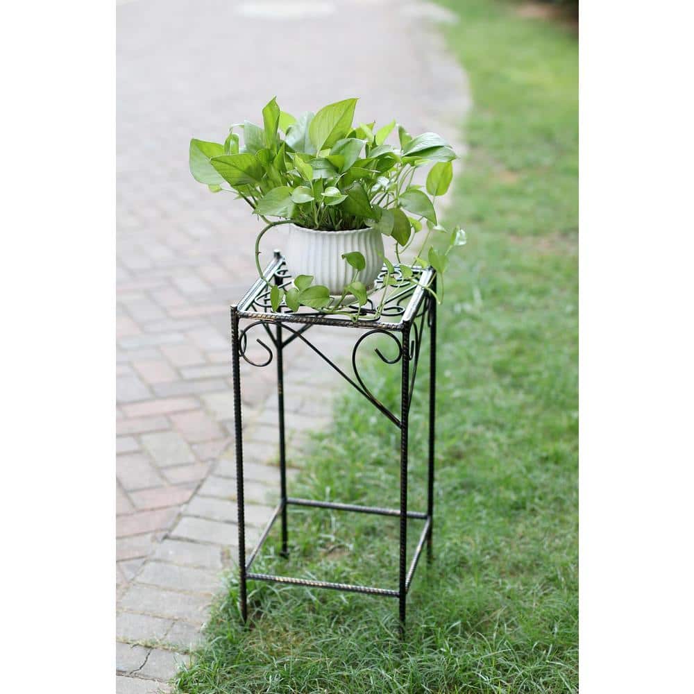 Large Black and Gold Cast Metal Celtic Clover Plant Stand