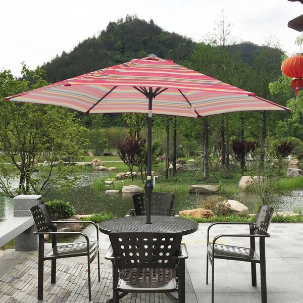 9 ft. Market Patio Umbrella in Red Stripes WYB-9FT-RS - The Home Depot